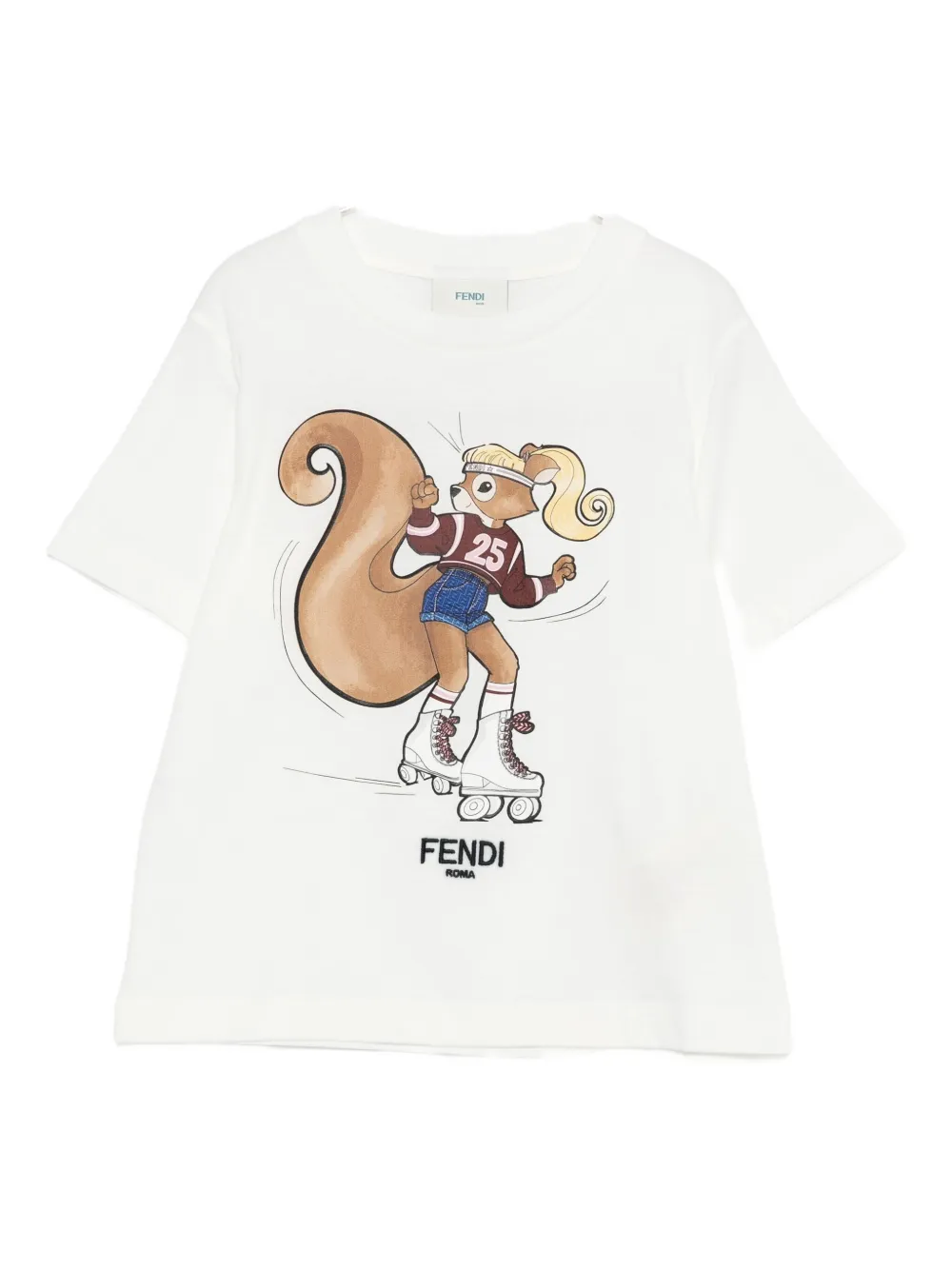 

Футболка с графическим принтом FENDI KIDS, белый
