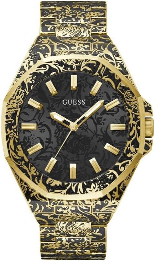 

GUESS мужские часы 46 мм - золотистый браслет, черный циферблат, золотистый корпус