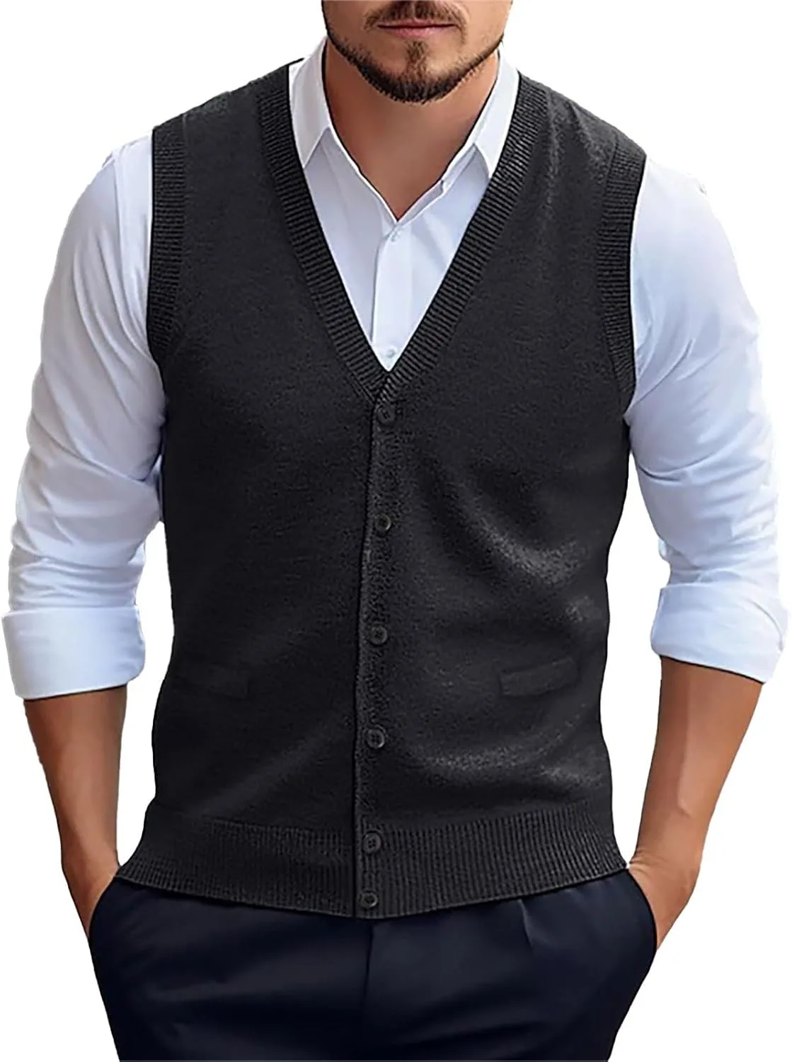 

Мужской кардиган V-образным вырезом, кабельная вязка, Regular Fit