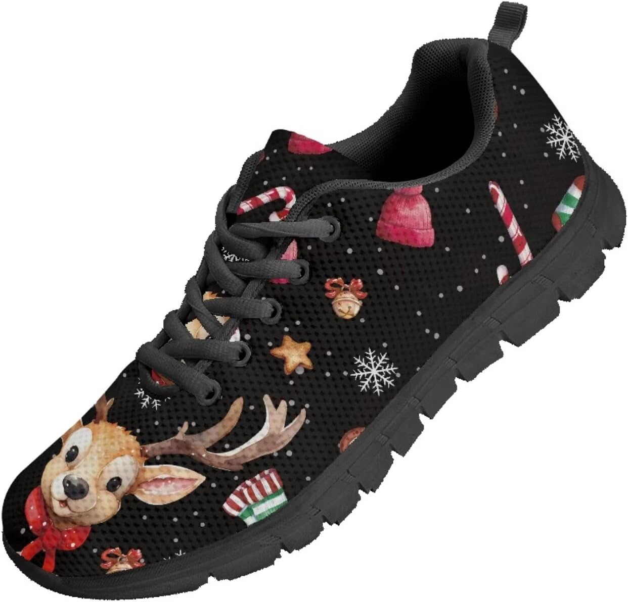 

Кроссовки Forchrinse для женщин и мужчин, повседневные с шнуровкой, нескользящие, для бега, спорта и тренажерного зала, Christmas Reindeer