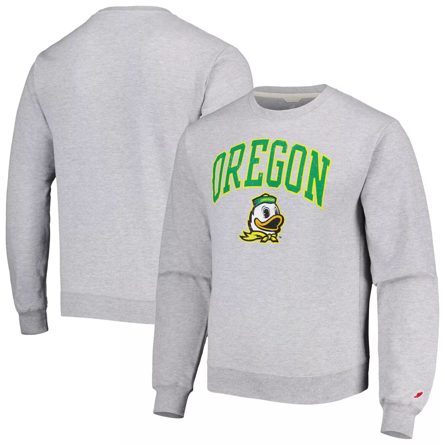 

Мужская лига Collegiate Wear, серый пуловер Oregon Ducks 1965 Arch Essential, свитшот
