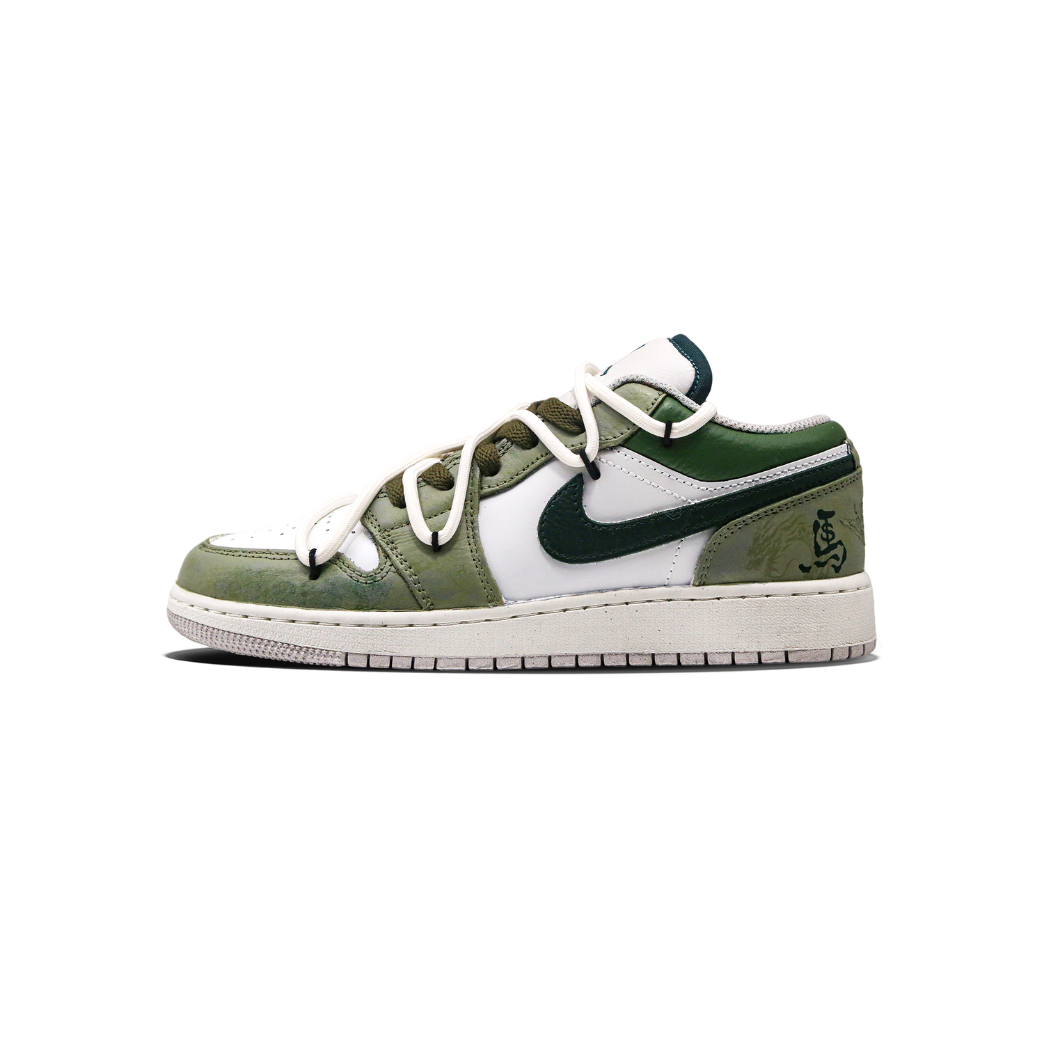 

Jordan Air 1 Olive Leather Abrasion Resistant Slip Resistant Low top детские баскетбольные кроссовки Green для подростков