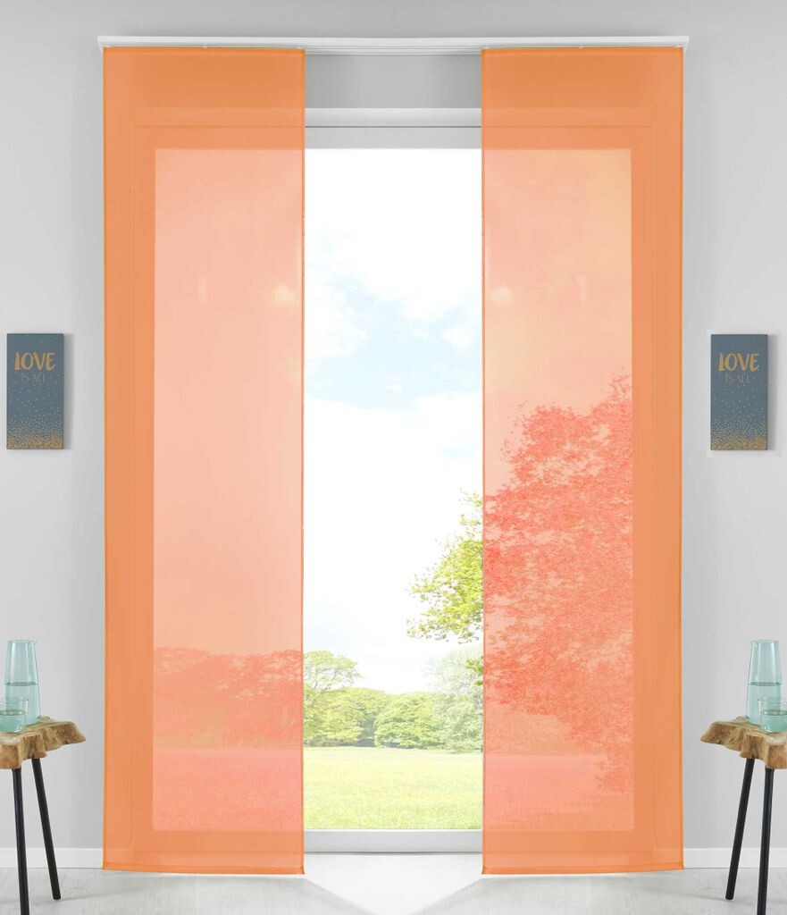 

Комплект из 2 раздвижных штор с принтом «Izmir» В x Ш 245x60 см Orchid Purple Microsatin Opaque Translucent с тележкой для панелей, 2022400B-2 Astek, оранжевый