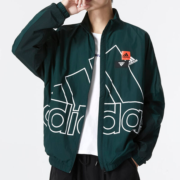 Куртка Men's adidas Mh Bp3 Wvjkt Athleisure Casual Sports Logo Stand Collar Woven Jacket Autumn Dark Green, зеленый — фото 3