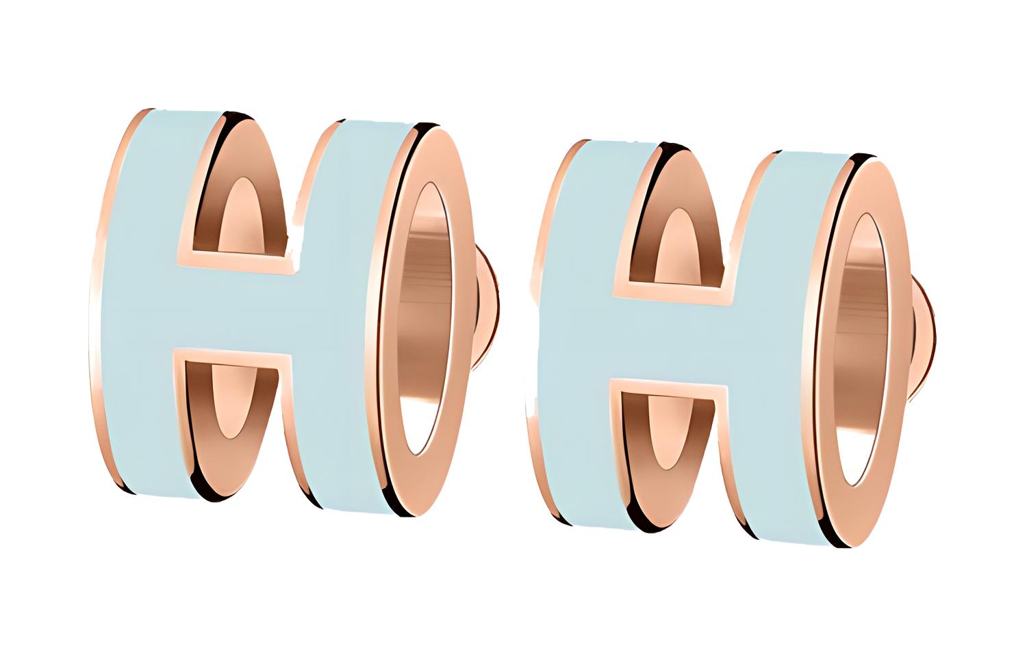 

HERMES Серьги металлические женские West Wind Blue с розовым золотом