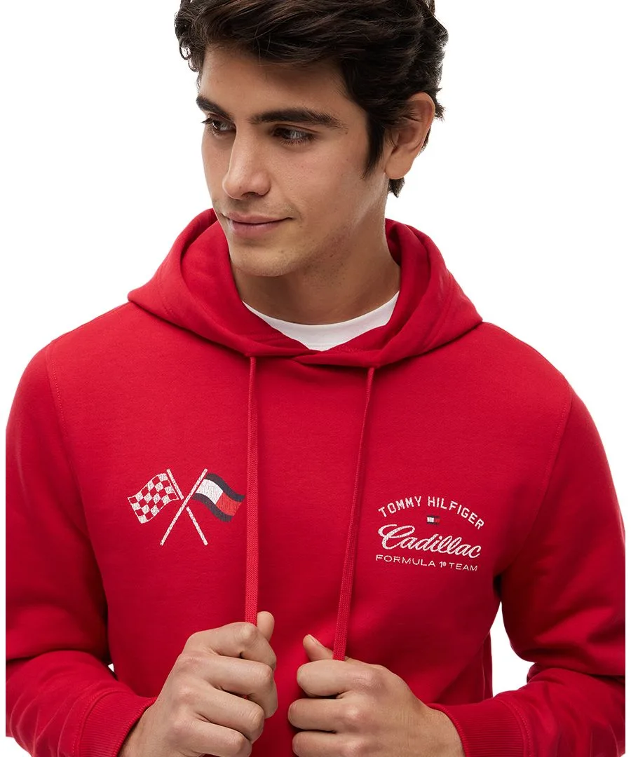 Мужская толстовка с графическим принтом Cadillac F1 в стиле университетской формы Tommy Hilfiger, красный — фото 3