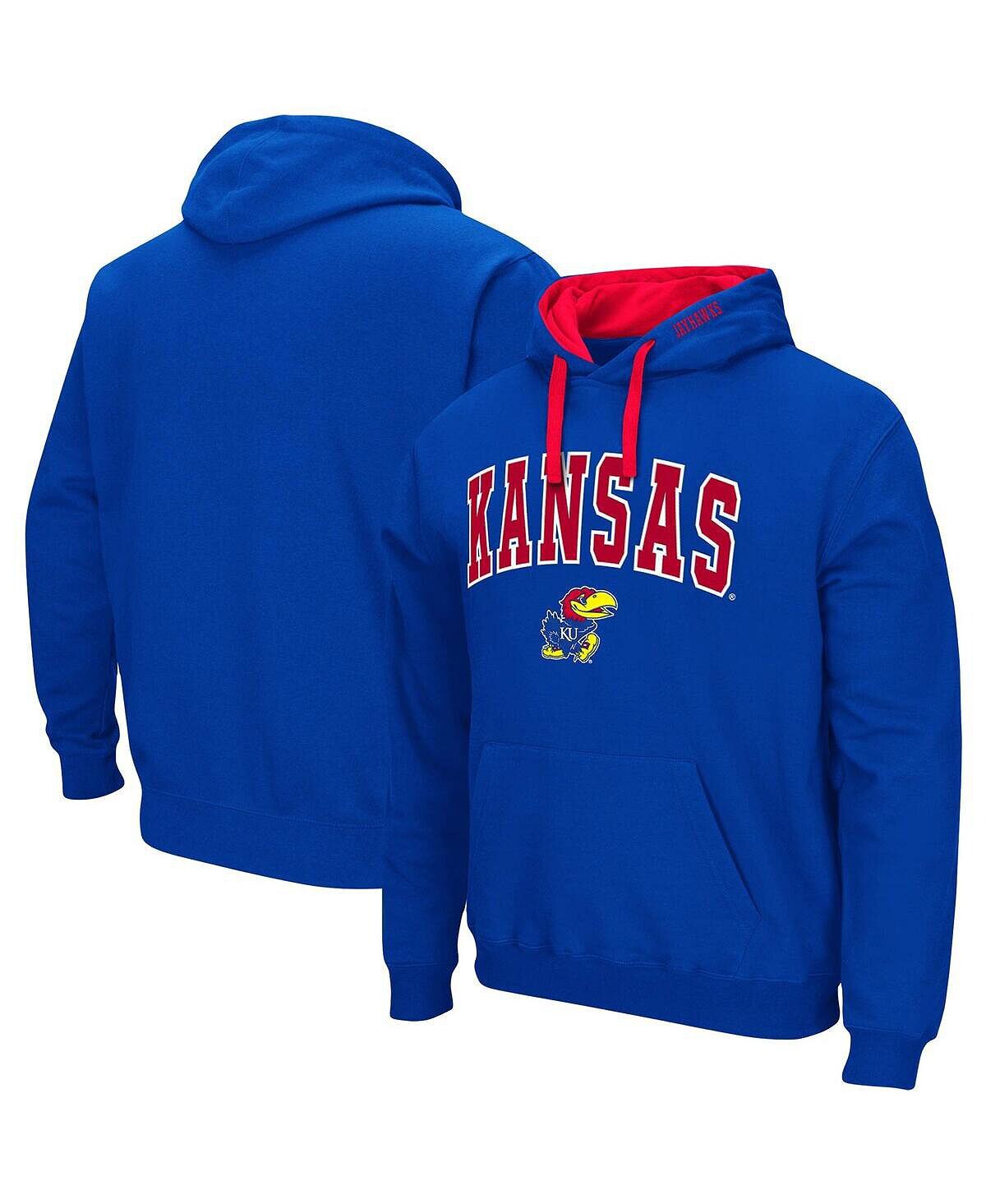 

Мужской пуловер с капюшоном Royal Kansas Jayhawks Big and Tall Arch и Logo 2.0 Colosseum