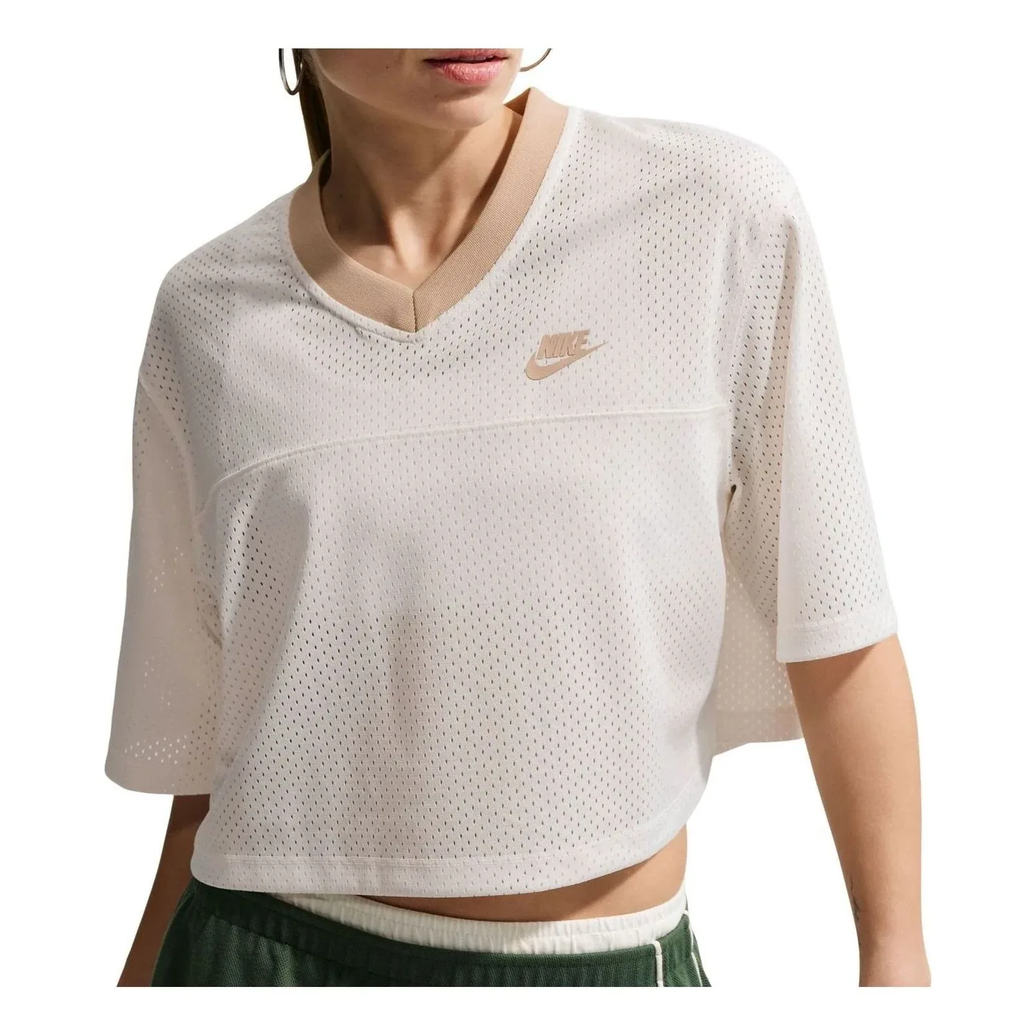 Футболка Nike NSW Heritage Festival Crop Mesh Jersey 'Sail Linen' IR1650-133, белый