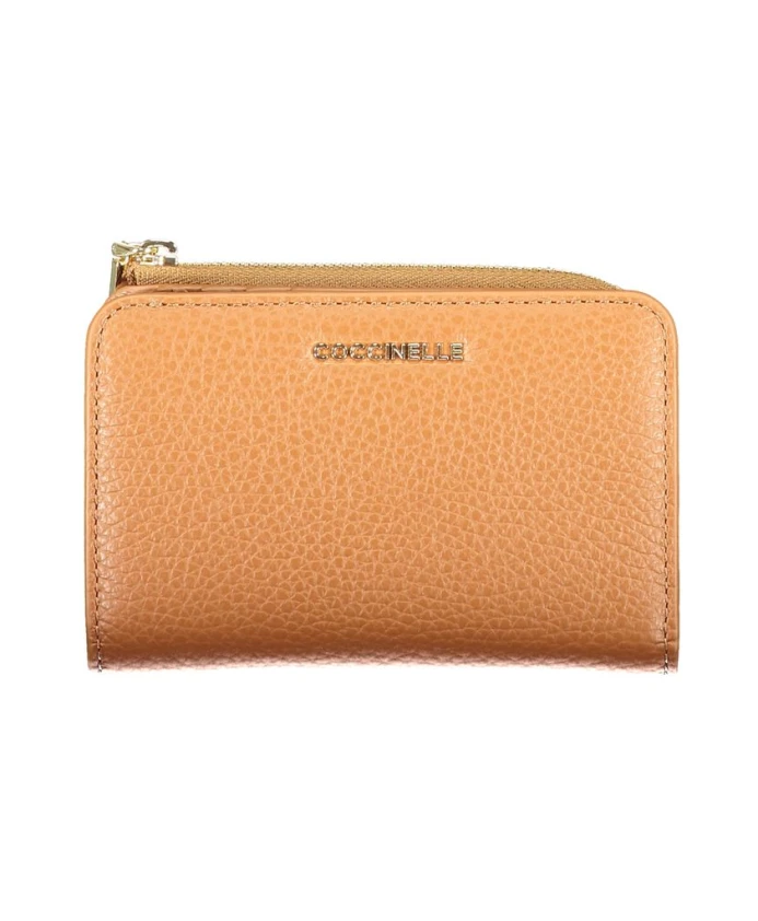

Коричневый кожаный кошелек с металлической отделкой Coccinelle, коричневый