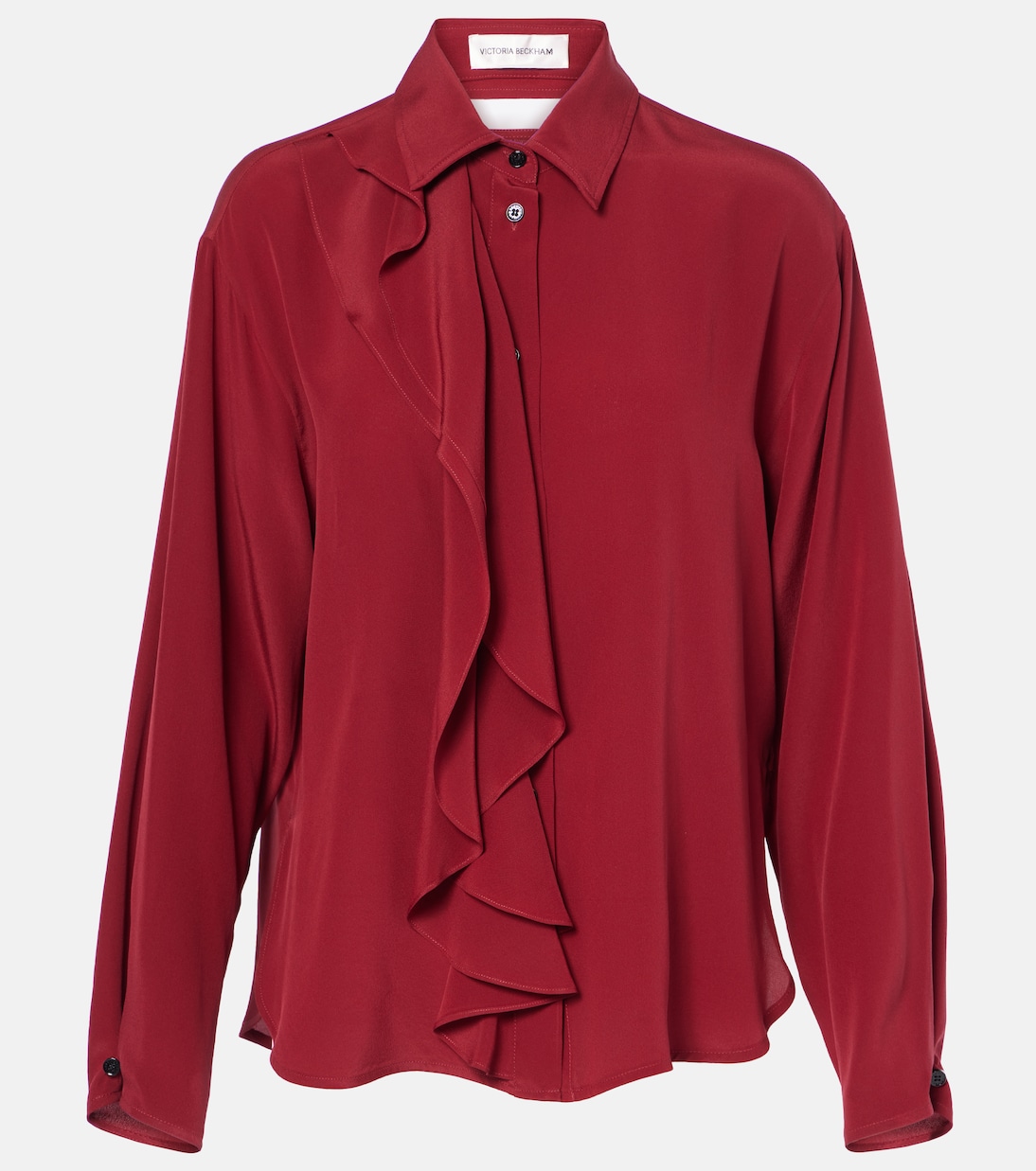 

Шелковая блузка с оборками Victoria Beckham, Oxblood