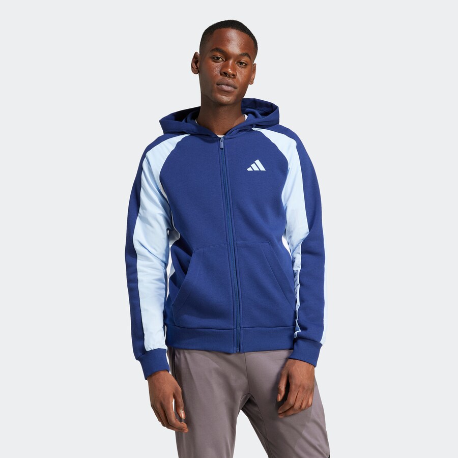Спортивная толстовка с капюшоном на молнии ADIDAS SPORTSWEAR, цвет Gentian/Light blue — фото 2