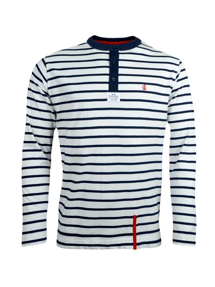 

Лонгслив Wind Sportswear Polo Pique Langarm gestreift, цвет weiß-navy