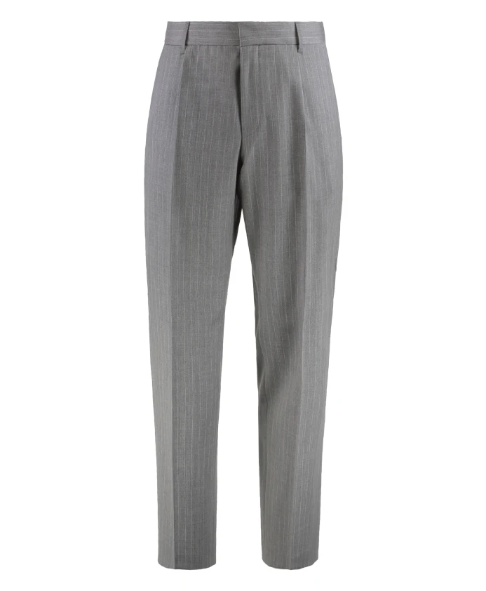 

Шерстяные брюки свободного кроя Hugo, серый