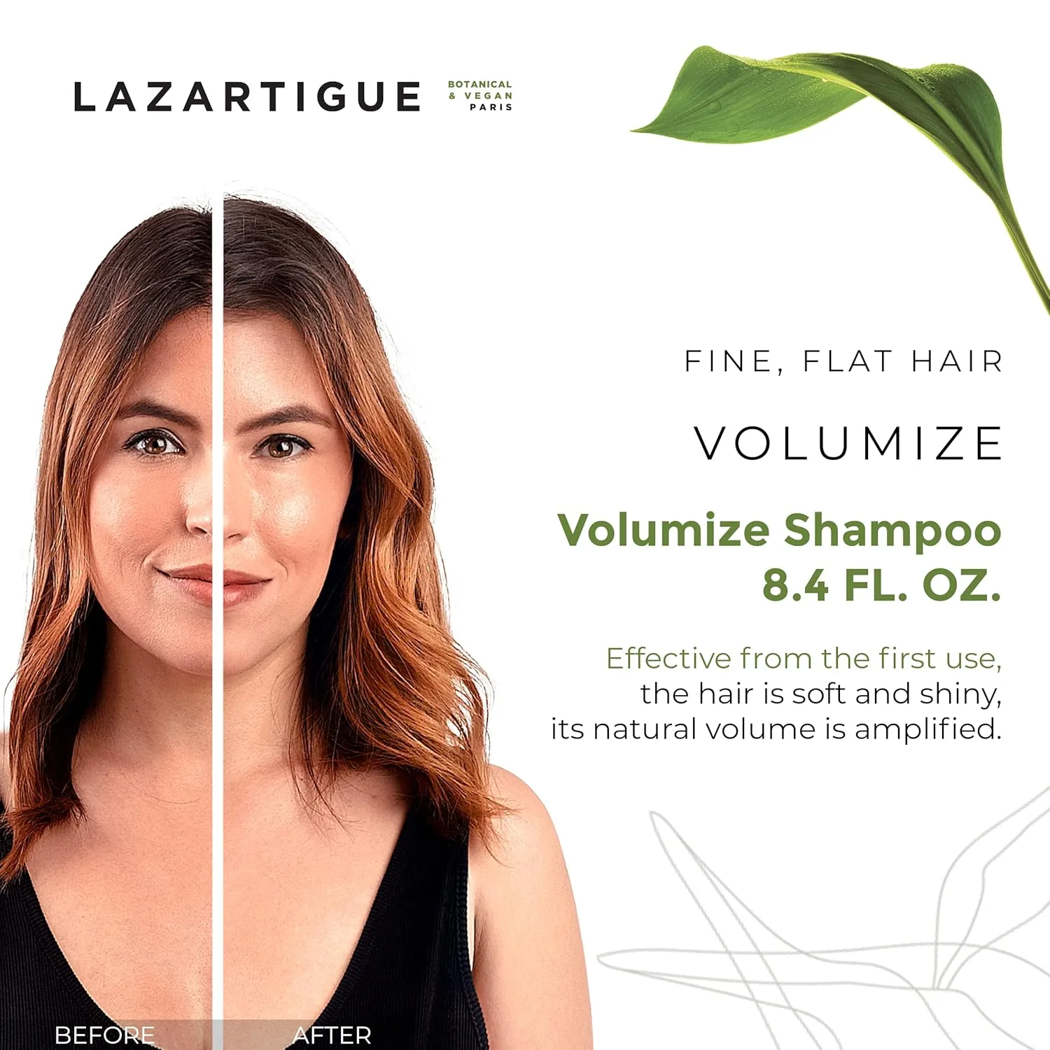 Шампунь Lazartigue Volumize с рисовыми протеинами придает объем и блеск тонким волосам, веганский продукт, не содержит сульфатов и силиконов, 240 мл. — фото 2