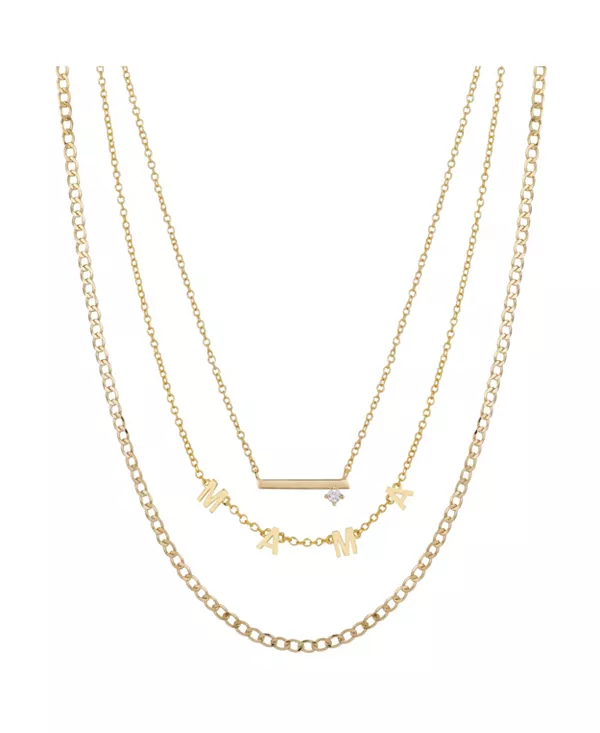 

Многослойные ожерелья с подвесками «Мама» из кубического циркония с покрытием из 14-каратного золота Unwritten, gold
