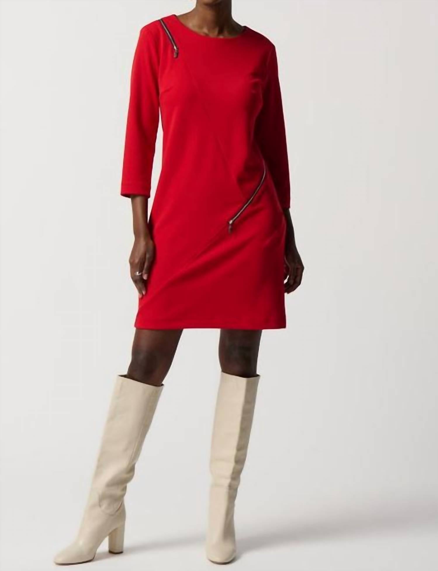 

Платье-молния из крепа Scuba в цвете Lipstick Red Joseph Ribkoff