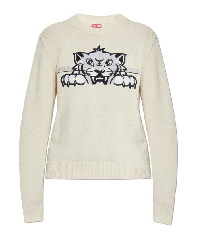 

Свитер с красочным вышитым логотипом. Kenzo, бежевый
