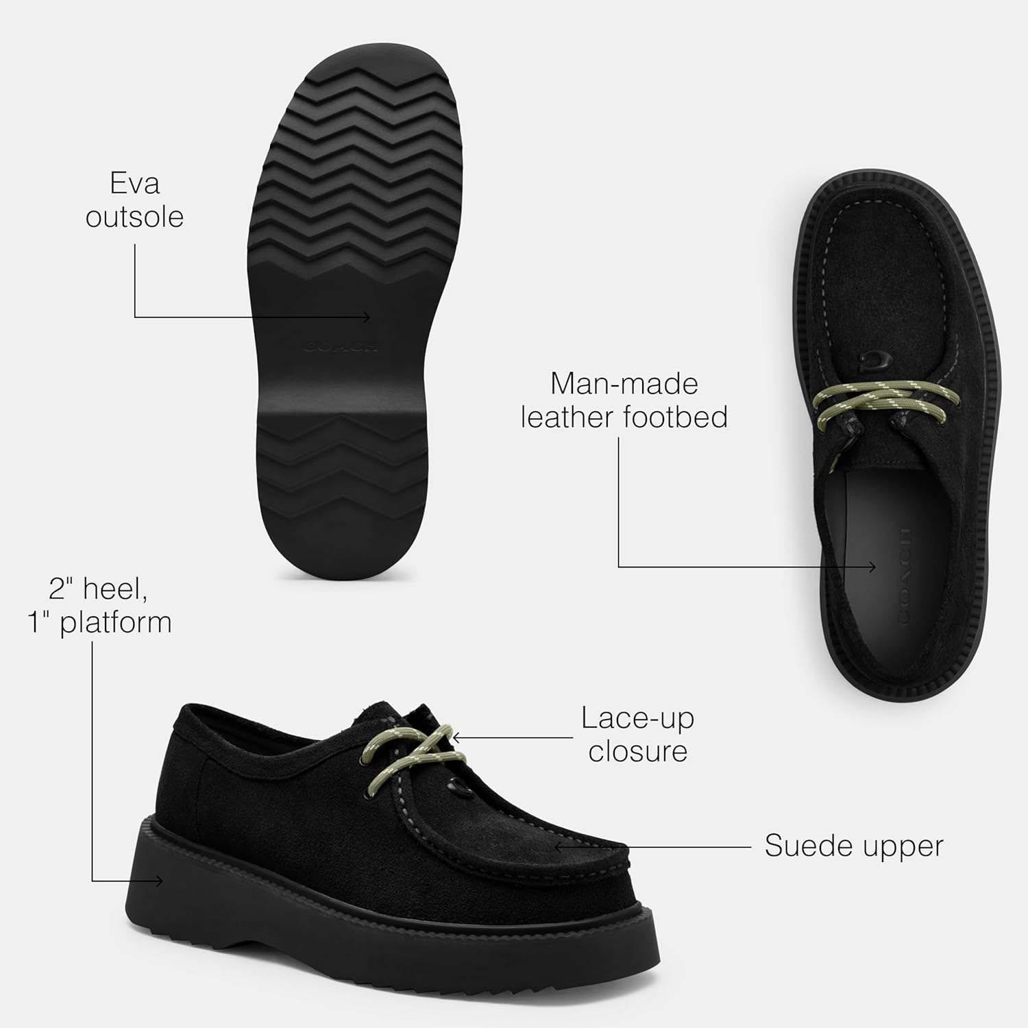 Мужские ботинки COACH Sculpted C Chukka из замши, черный — фото 3