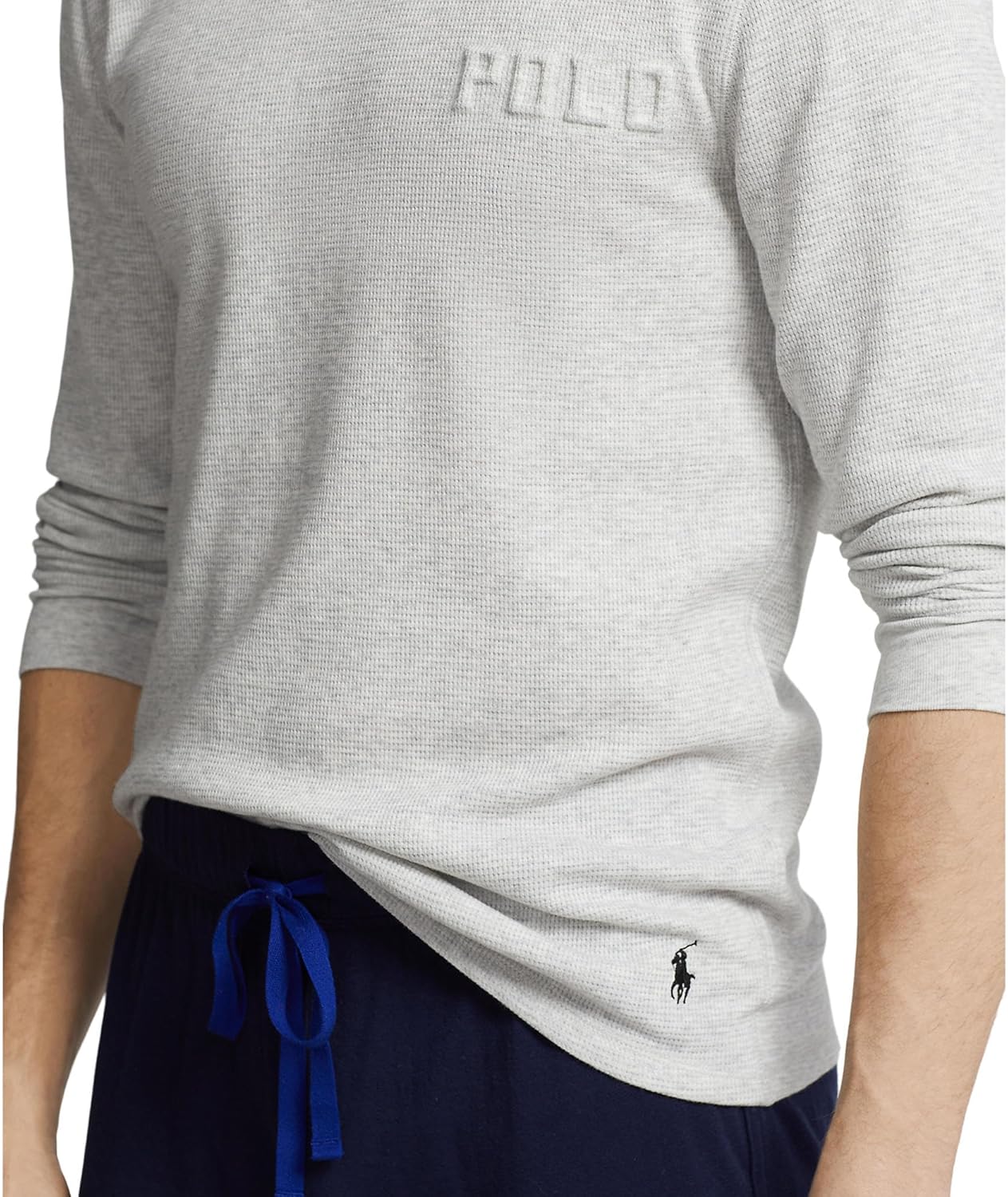 POLO RALPH LAUREN Мужская футболка с длинным рукавом Classic Fit Soft Touch, English Heather/Polo Black Pp — фото 3