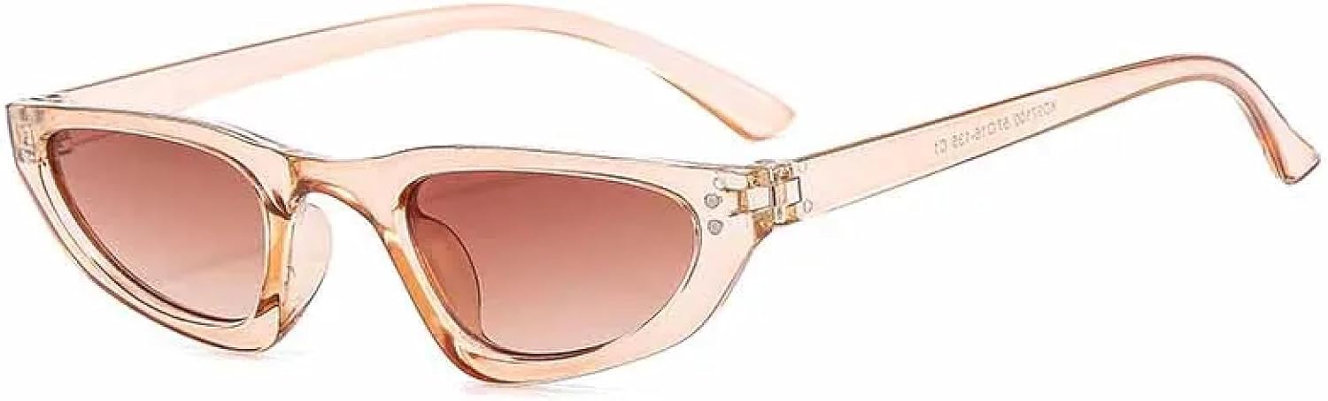 

Модные ретро-очки в маленькой треугольной оправе для мужчин и женщин, роскошные солнцезащитные очки для уличной стрельбы, защита от УФ-излучения UV400 TKKTLLT, Champagne Tea