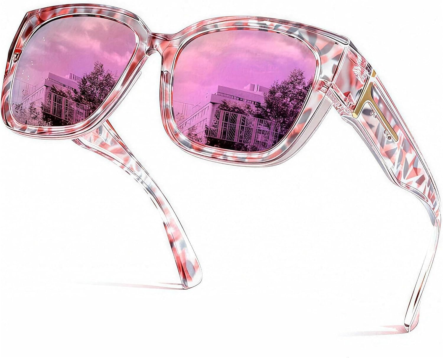 

Солнцезащитные очки SIPHEW с зеркальными линзами, поляризованные, надеваются поверх обычных очков, модные, большие квадратные, с защитой от УФ-излучения UV400, A02 Pink Over Glasses Sunglasses