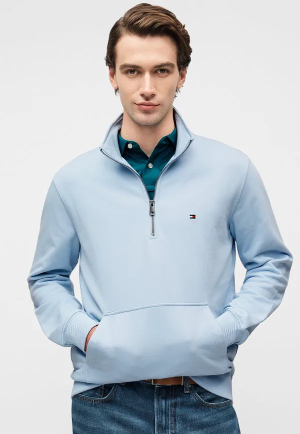 Толстовка с вышивкой флага из махровой ткани на молнии Tommy Hilfiger, Breezy Blue — фото 4