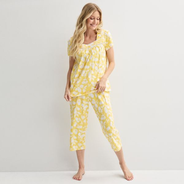 

Женский комплект пижамы из топа и брюк Croft & Barrow, цвет two tone lemon