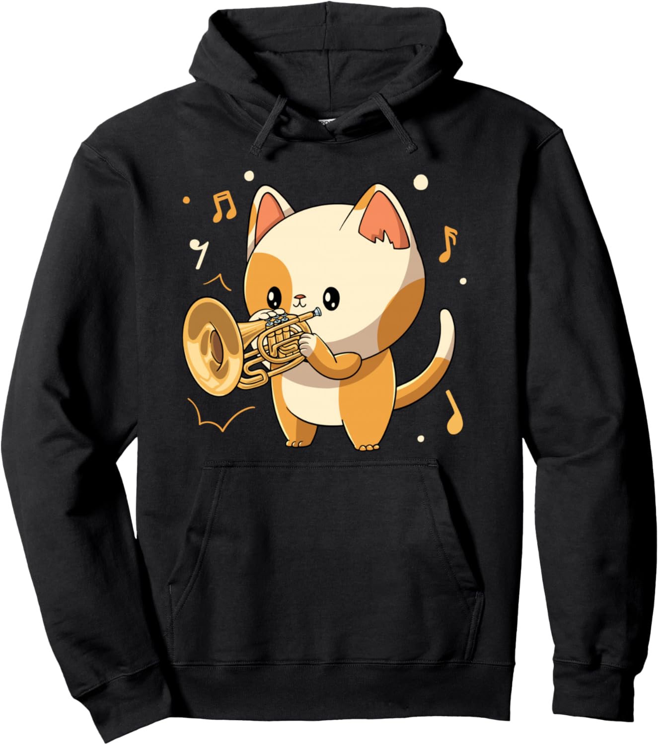 

Меллофонист Музыкальный инструмент Меллофонист Толстовка с котом Mellophone Gifts, черный