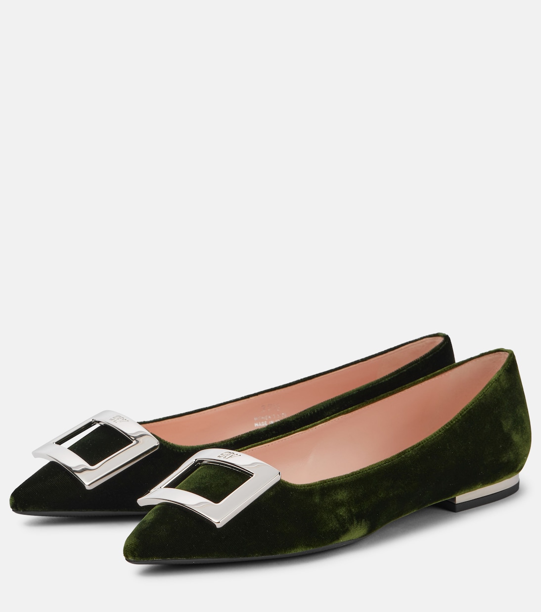 Балетки с отделкой из искусственного меха Roger Vivier, зеленый — фото 4