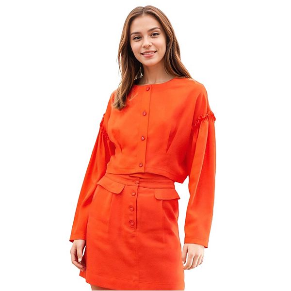 

Кроп-топ с длинными рукавами на пуговицах Nurode