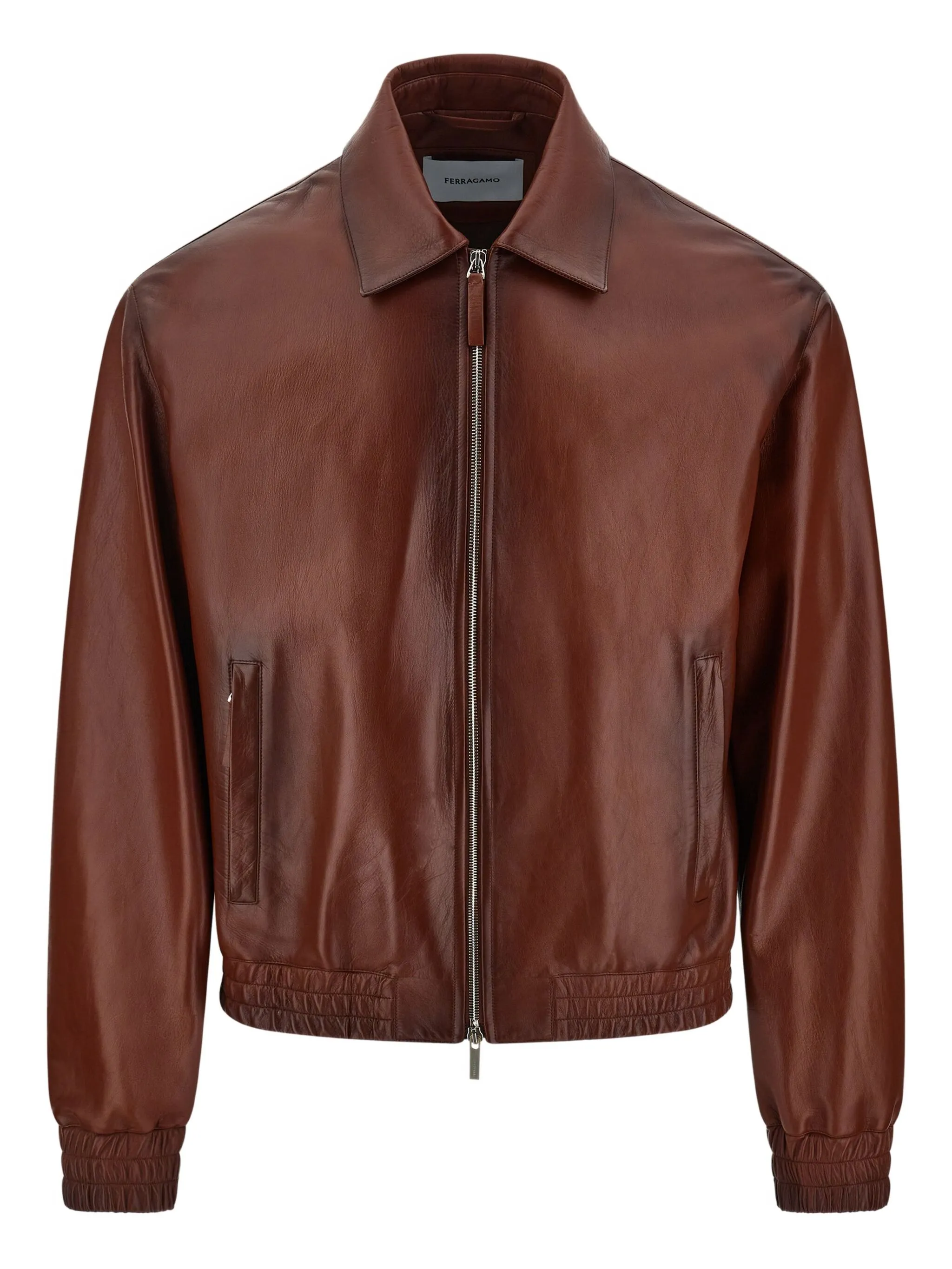 

Кожаная куртка на молнии Ferragamo, коричневый
