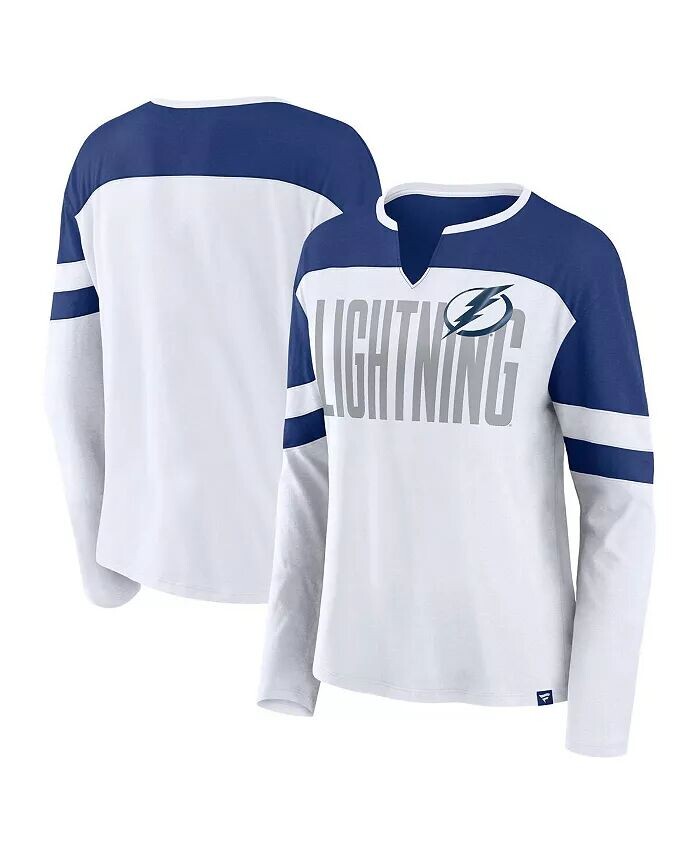 

Женская белая/синяя футболка Tampa Bay Lightning Frozen с длинным рукавом и вырезом под горло Fanatics