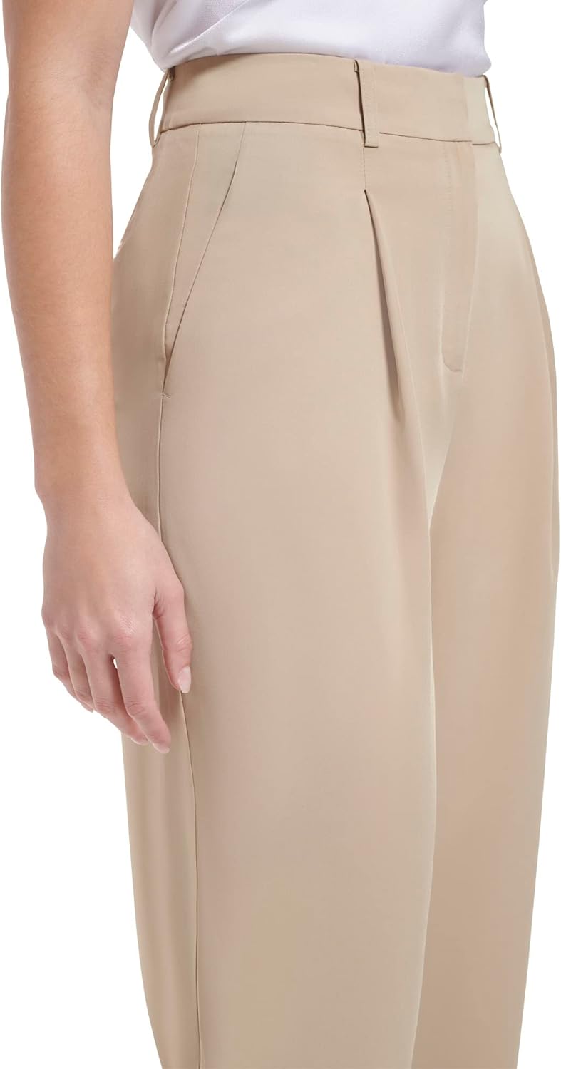 Женские классические брюки Calvin Klein с широкими штанинами и молнией Lux Stretch, Chai — фото 2