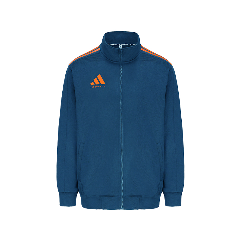 Adidas Куртка для тхэквондо мужская темно-синяя с оранжевыми полосками — фото 4