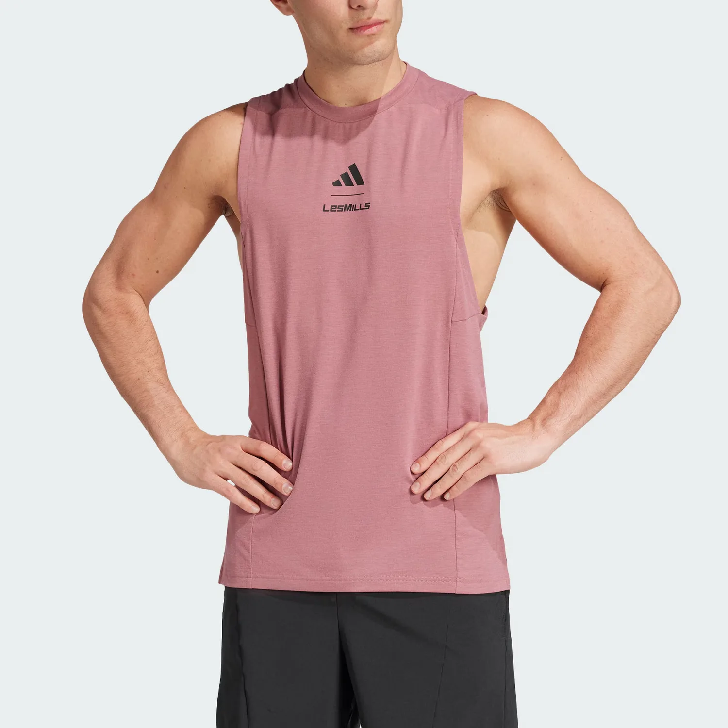 Adidas Футболка LES MILLS мужская темно-коричневая красная — фото 4