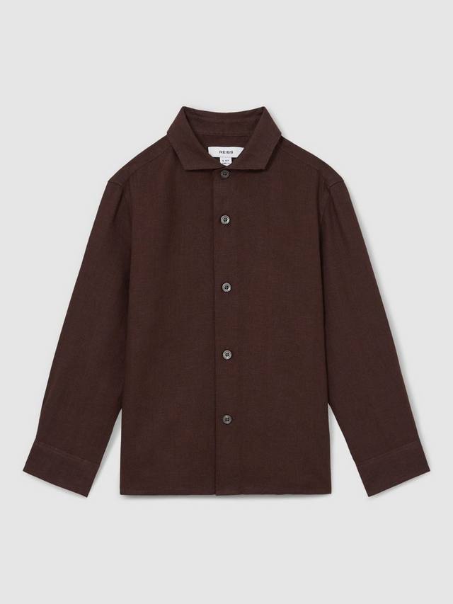 

Детская рубашка Ruban из льна Reiss, Dark Brown