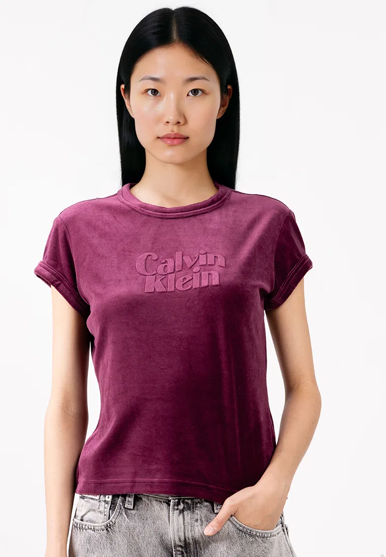 Футболка, слим, с тисненым логотипом, Calvin Klein Jeans