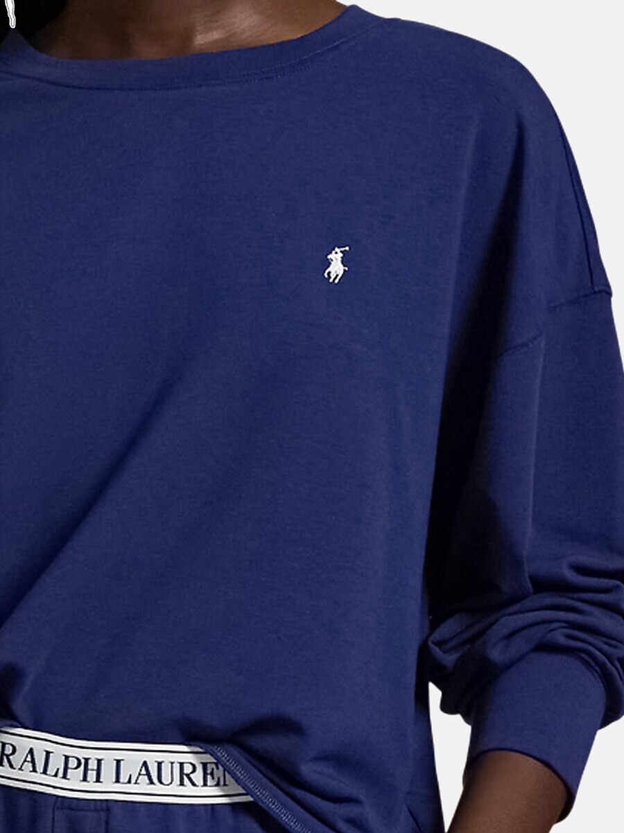 Пижама Polo Ralph Lauren Pajama Sweatshirt & Wide Leg Set - Club Terry, темно-синий — фото 4