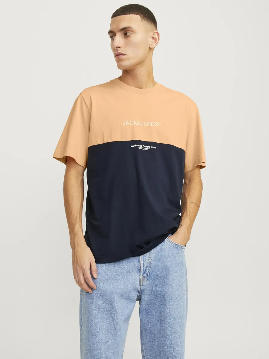 

Рубашка с короткими рукавами Jack & Jones "JJERYDER BLOCKING TEE SS LN", цвет Apricot Ice