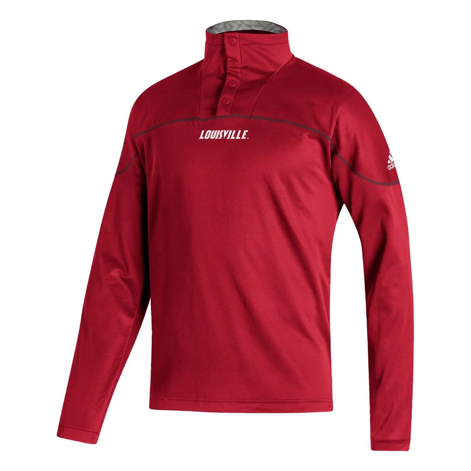 Мужская красная трикотажная куртка на четверть кнопки Louisville Cardinals Team adidas — фото 2