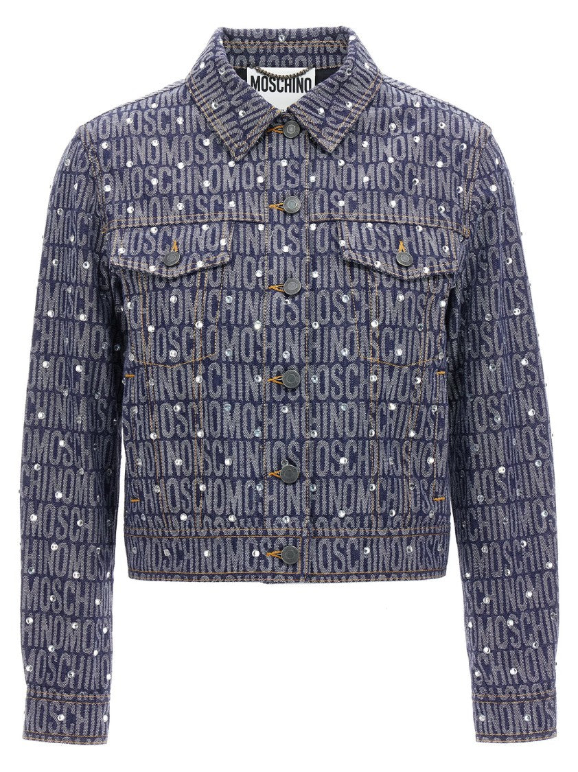 

Хлопковая джинсовая куртка с фирменным логотипом Moschino, синий