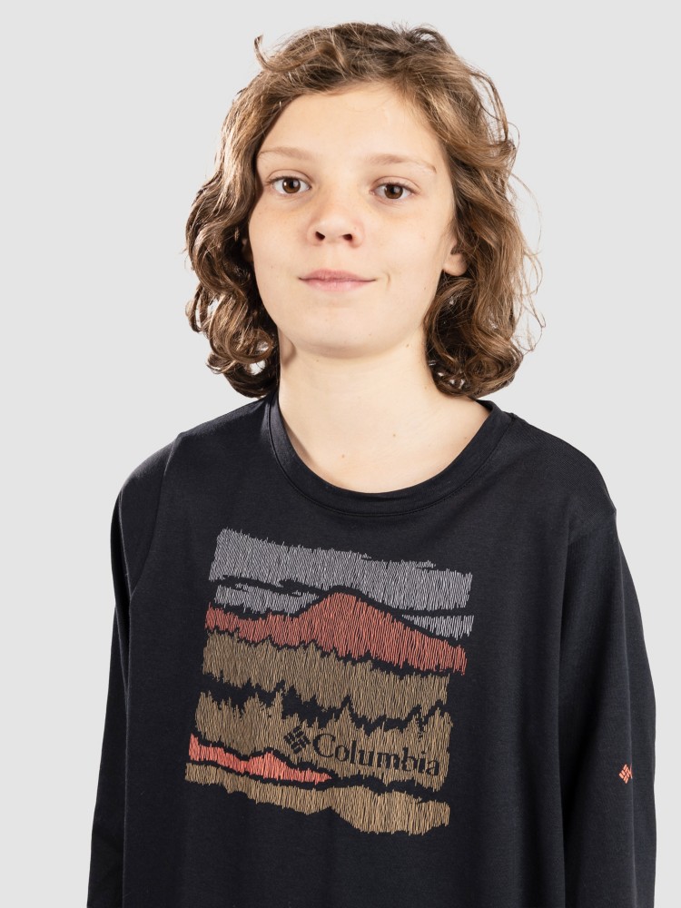 Лонгслив Columbia Dobson Pass Kids Longsleeve T-Shirt, black/ hillscape — фото 3
