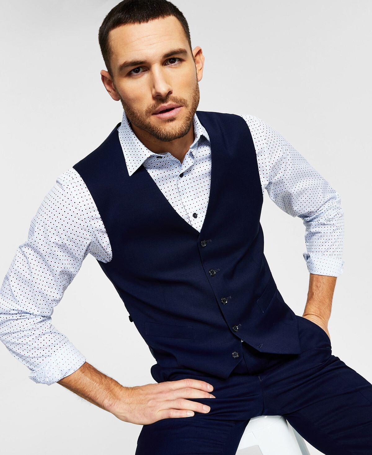 

Мужской однотонный эластичный жилет современного кроя TH Flex Tommy Hilfiger