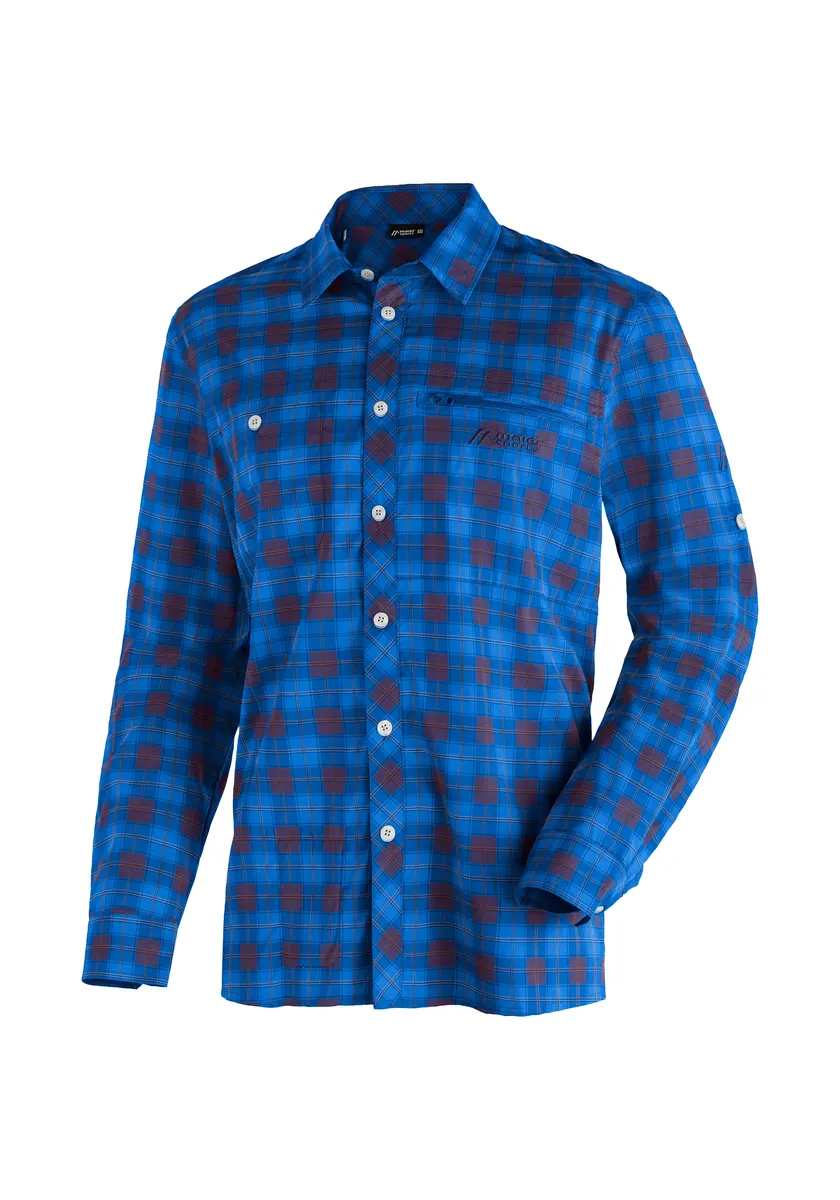 

Рубашка Maier Sports для активного отдыха "Kasen L/S M", мужская рубашка, клетчатая рубашка с длинными рукавами для активного отдыха и отдыха, синий