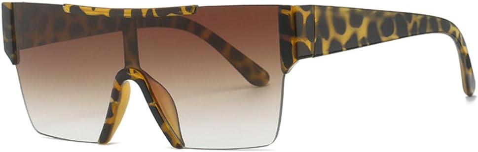 

Солнцезащитные очки LVTFCO большого размера без оправы для женщин и мужчин, модные солнцезащитные очки, женские серебристые зеркальные очки с защитой от УФ-излучения UV400, Leopard-brown