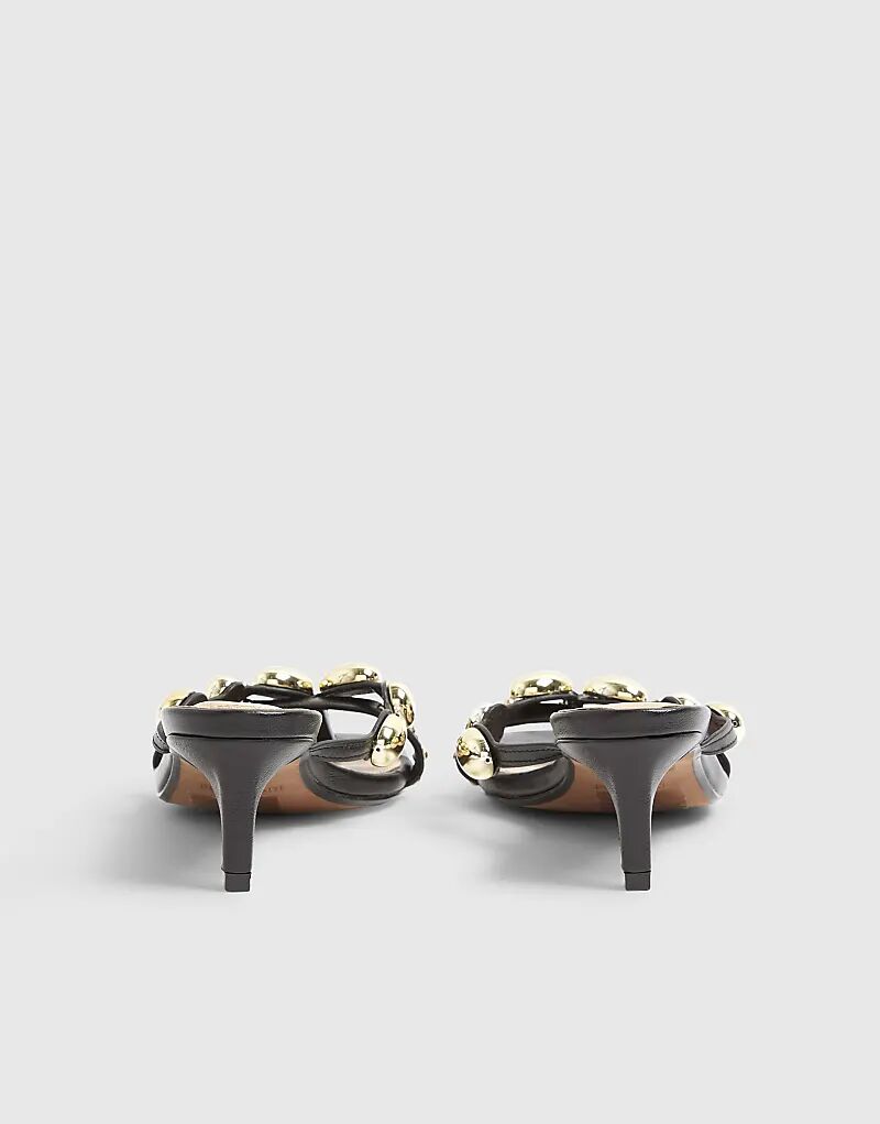 Босоножки River Island Studded на тонком каблуке черного цвета — фото 4