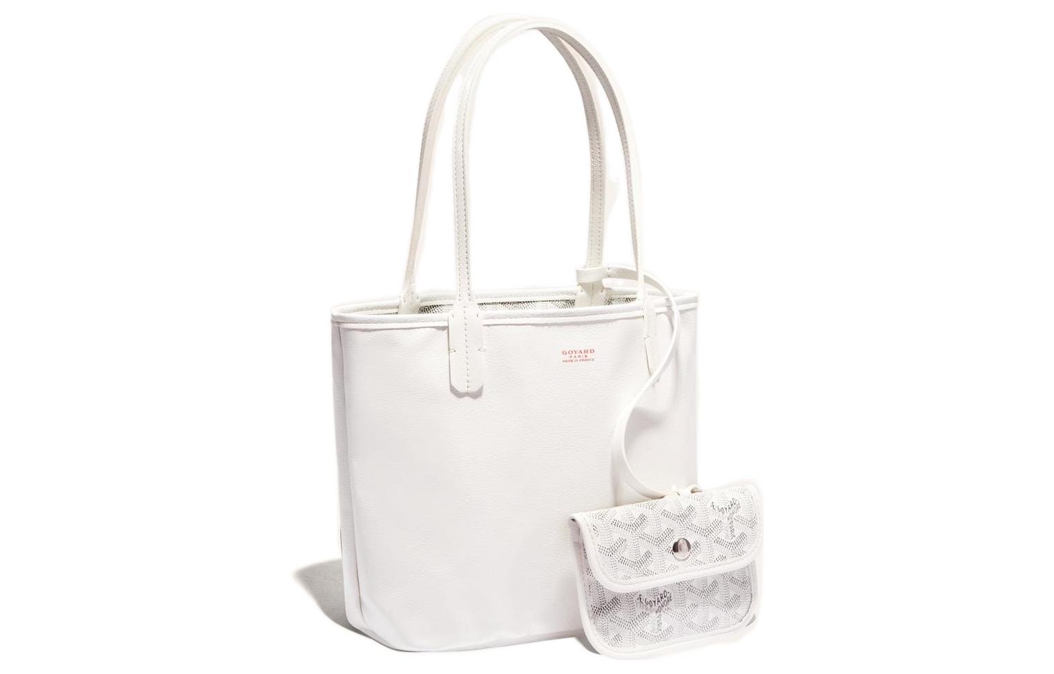 

GOYARD Сумка тоут мини женская с комбинацией холста и кожи, White