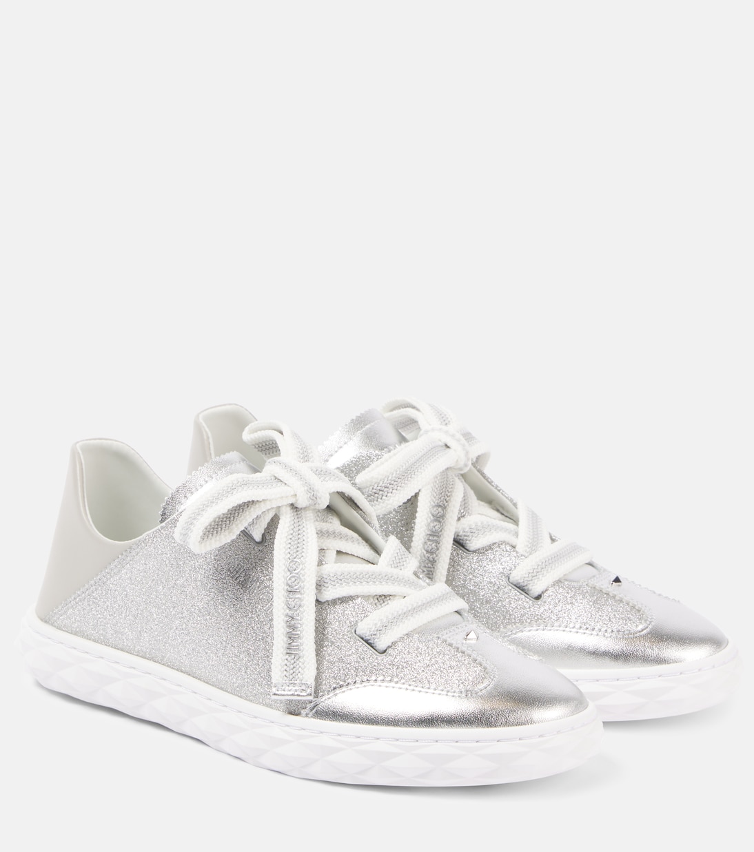 Кроссовки Diamond Light Flex/F с кожаной отделкой Jimmy Choo, серебряный