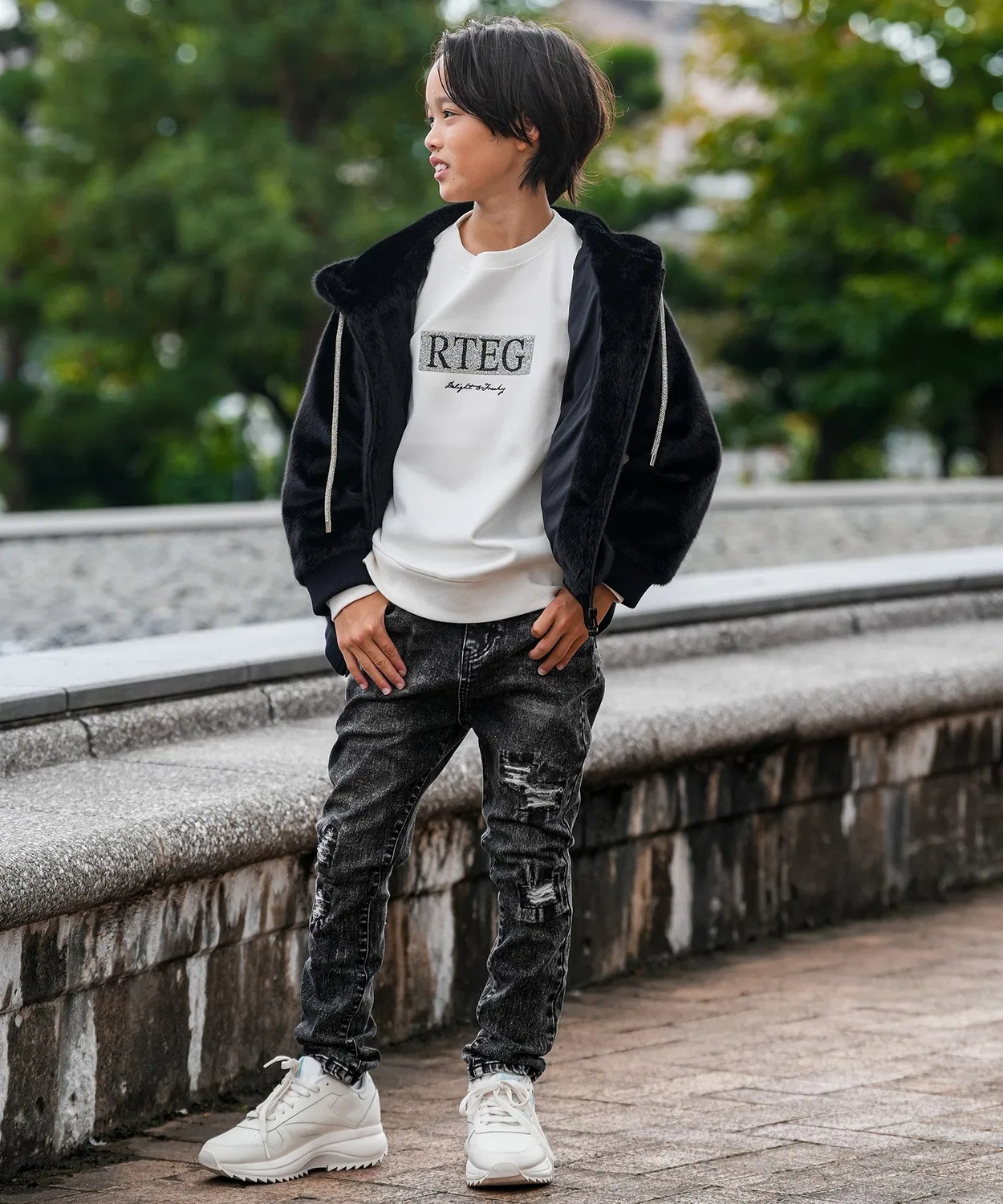 Детская куртка с мехом RTEG OE/OP Fur Hoodie RetroEngine черный — фото 3