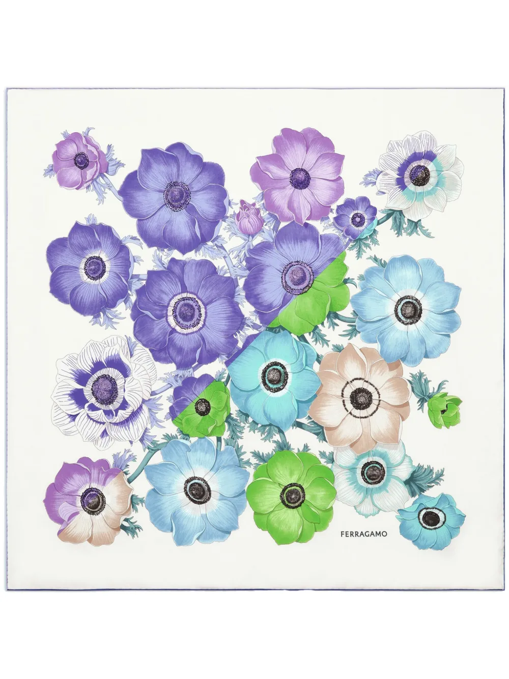 

Шелковый платок с цветочным принтом Ferragamo, фиолетовый